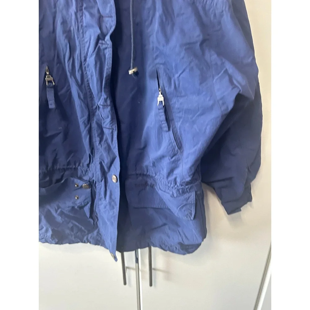 Vintage Schoffel Blue Utility Jacket Hooded Full Zip Windbreaker‎ Mens Medium